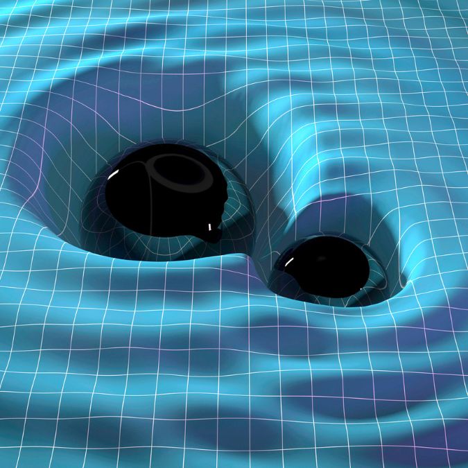 Curved spacetime visualisation with masses warping a geometric grid