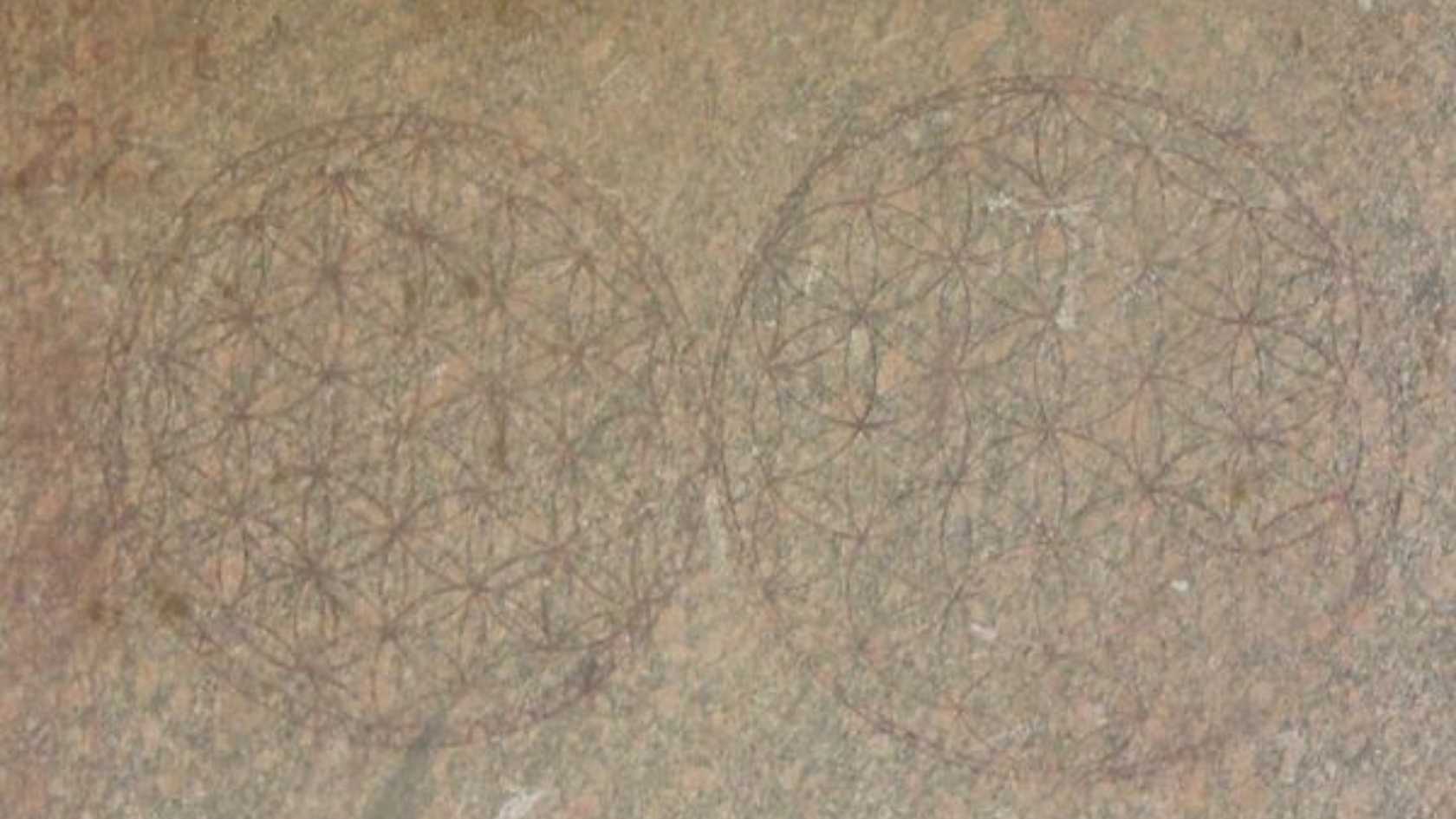 The Flower of Life pattern inscribed on the granite of the Temple of Osiris at Abydos, Egypt