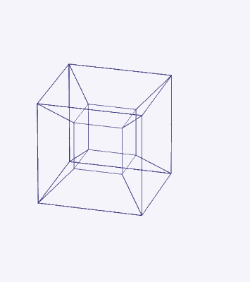Animation of folding a 4D hypercube from its 3D net
