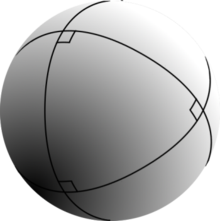A trirectangular spherical triangle with three right angles