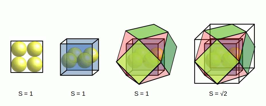 Four hydrogen spheres in a square nested inside a cuboctahedron