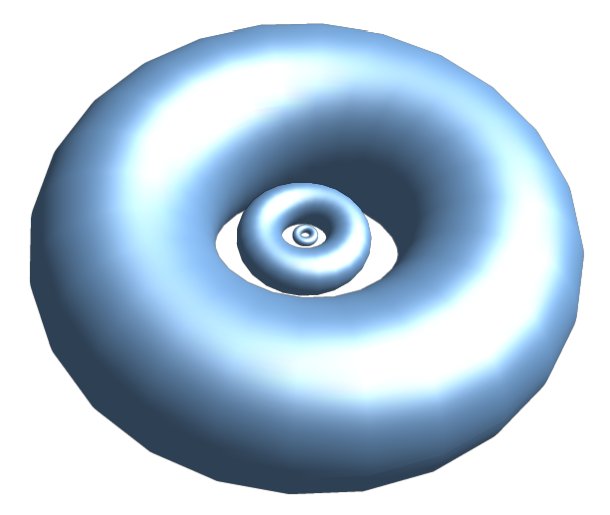Nested torus shapes of decreasing size arranged concentrically