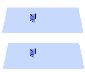 Line perpendicular to parallel planes