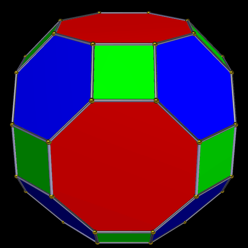 Animated construction of the Great Rhombic Cuboctahedron from the Truncated Cube by expanding octagonal faces